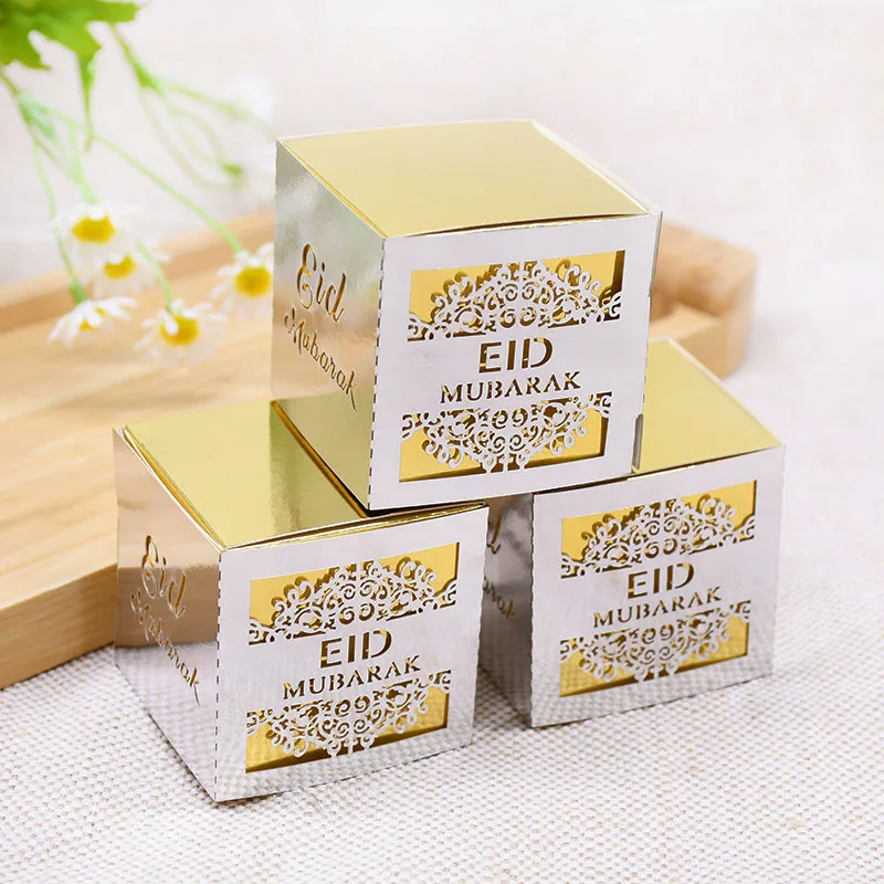 5/10pcs Eid Mubarak Chocolate Candy Box Ramadan Kareem Favor Gift Box Islamic Muslim Festival Happy Al-Fitr Eid Party Supplies