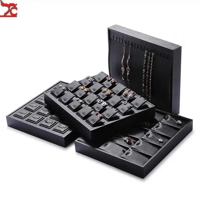 Black Velvet Jewelry Displays Trays with Bracelet Ring Charm and Pad