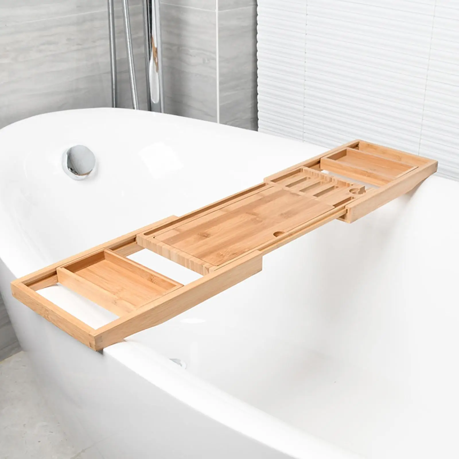 1 Piece Expandable Wooden Bathtub Caddy Tray Soap Dish Wine Tablet Holder Adjustable Bath Tub Table Organizer Bathroom wooden tray bathtub storage rack