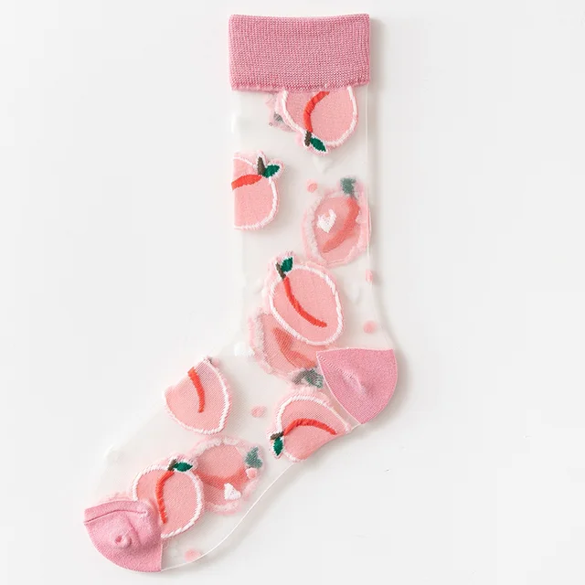 France Fresh Floral Art Funny Socks Transparent Abstract Design Lace Cute Socks Women Jacquard Sokken Skarpetki Calcetines Mujer 11