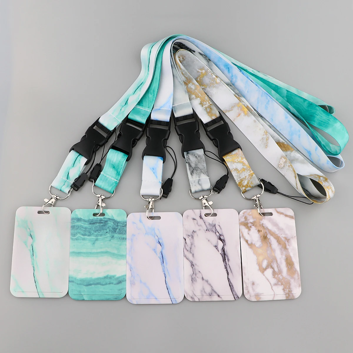 Marble Printing Lanyard Badge Holder ID Card Lanyards Phone Rope Key Lanyard Neck Straps Keychain Key Ring Decoration new blank sublimation braided rope key chains high quality round key ring heat transfer printing blank consumables diy gifts
