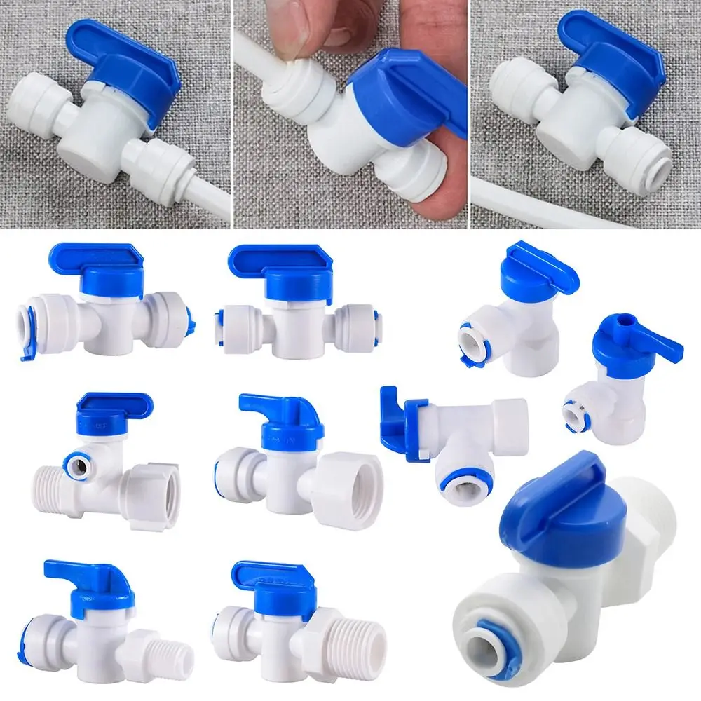 1 Pcs Water Straight Plastic Ball Valve 1/4" 3/8" OD Male Female Thread Hose Quick Connector 1/4" 3/8" Male 1/2" Female Reveser