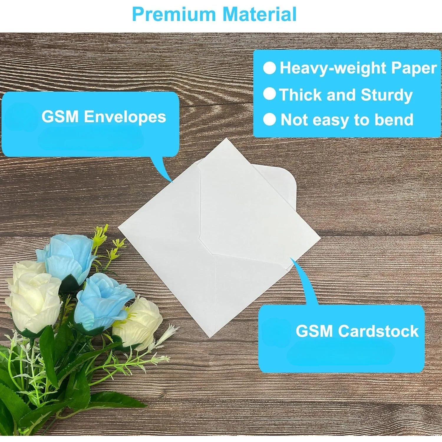 White Blank Foldable Greeting Cards and Envelopes - 25/50 Set for Invitations, Thank You Notes, and Custom Messages