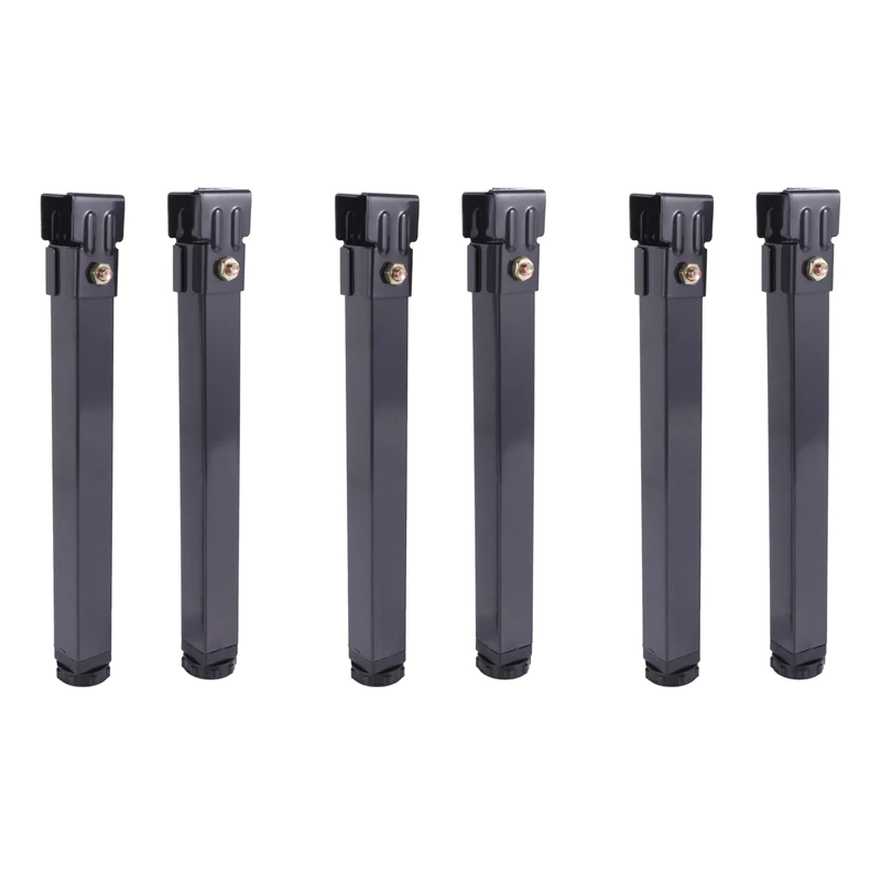 

6 Pcs Adjustable Height Clamping Tube Leg Metal Square Bed Lifting Table Legs For Tatami Bed Frame Fixed Support Feet