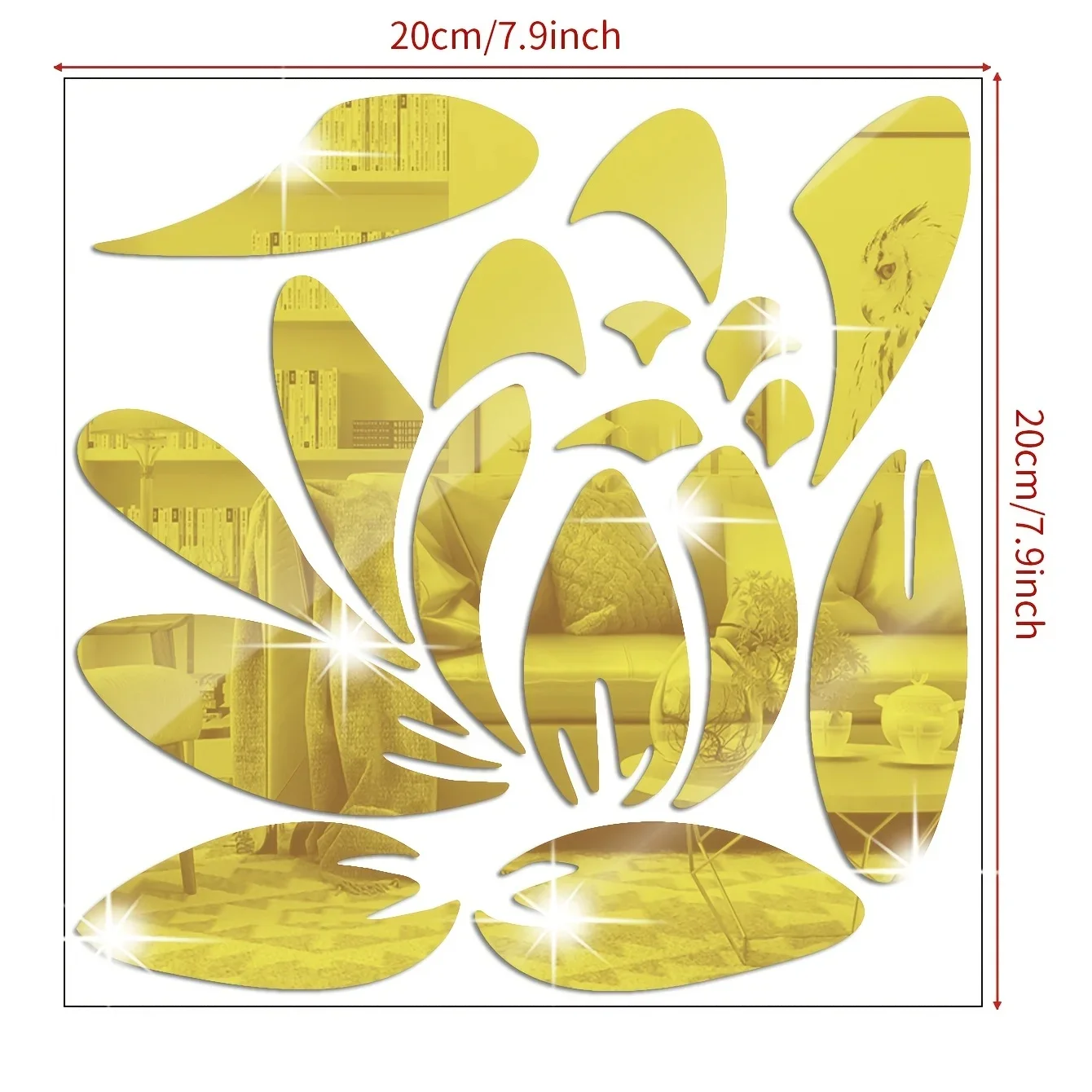 Lotus Acrylic Mirror Wall Sticker Home Living Room Bedroom Office Hallway Wall Decorations Mirror Reflective Wall Sticker