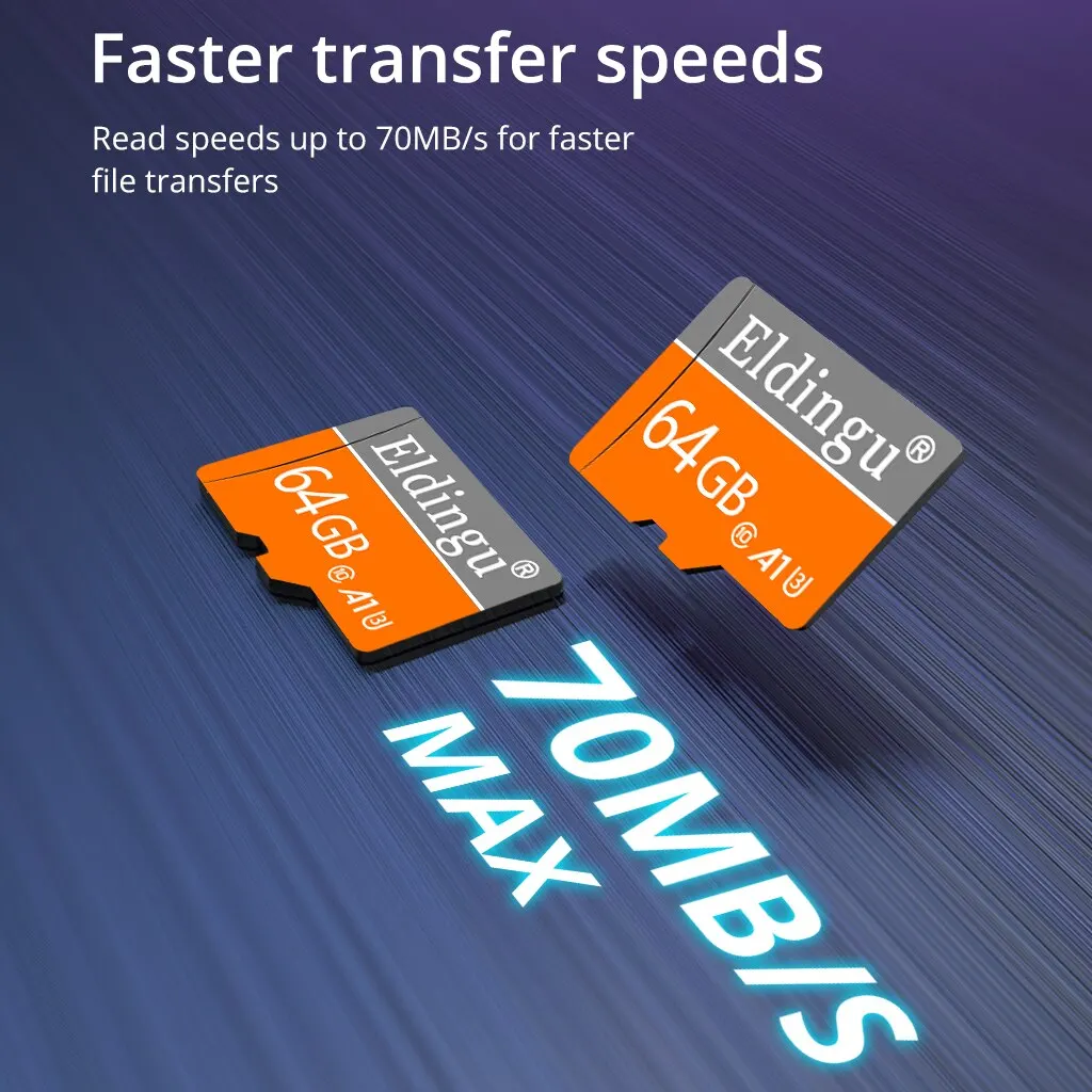 드론 오디오용 Eldingu SD 카드, 휴대폰 메모리 카드, 미니 TF 카드, 128GB U3 A1 메모리 카드, 32GB, 64GB, U3 Class10