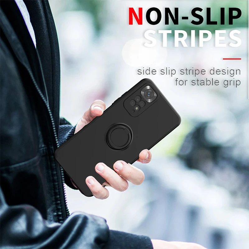 Premium Liquid Silicone Ring Holder Shockproof Phone Case - Soft Back Cover