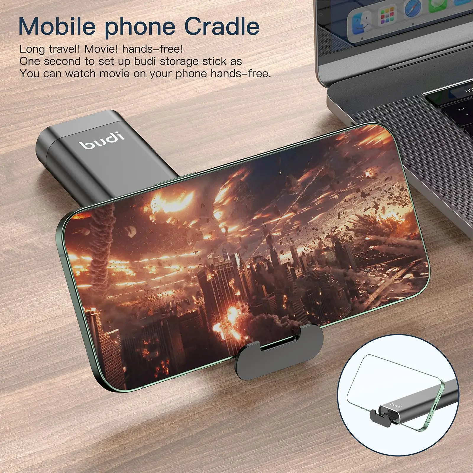 BUDI Multi-function Smart Adapter Card Storage Data Cable USB Box memory card reader usb port adaptor cable converter Universal Card Reader for IPhone Capacity512GB