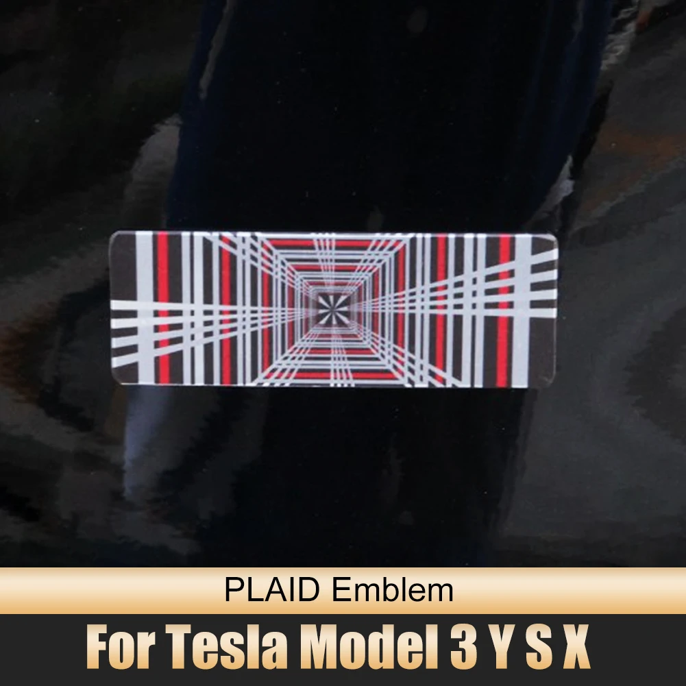 

For Tesla Model 3 S X Y 2023 Car PLAID Emblem Aluminum Letter Decoration Sticker Auto Emblem Badge Logo Decal Auto Exterior Part