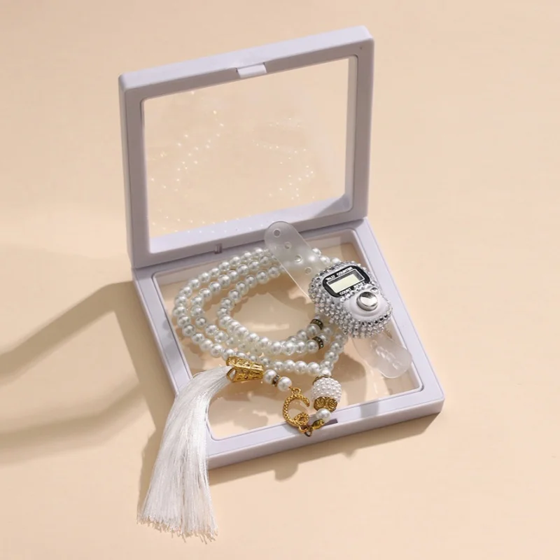 New Ramadan Prayer Beads Bracelet Set Digital Finger Tally Counter with Box Prayer Rosary Tasbih Islamique for Wedding Eid Gift 4