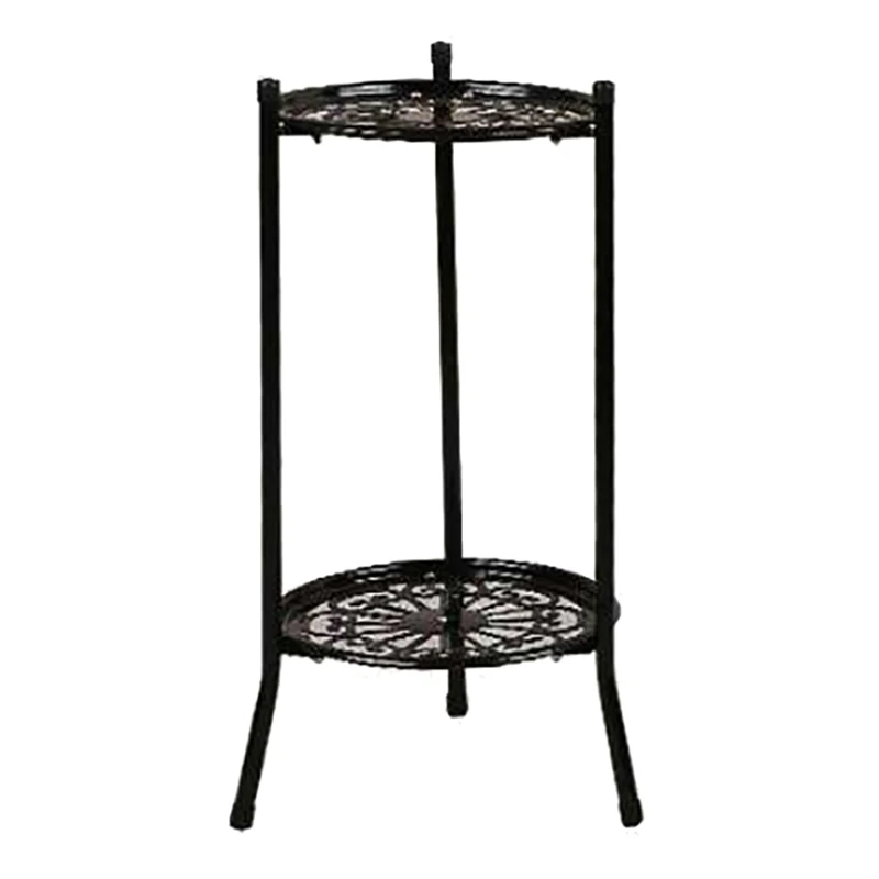 Two-Layer Metal Plant Stand Shelf Potted Plant Holder Indoor Outdoor Decor