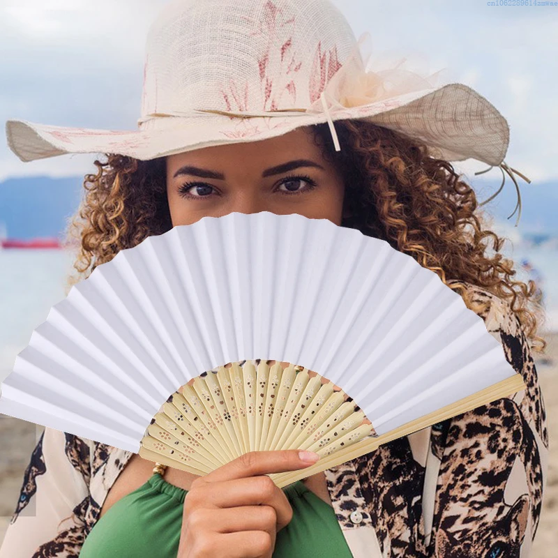Personalized baby shower foldable paper fan portable party wedding supplies hand fan gift decoration wedding fans 50 / 30pcs folding fan hand fan