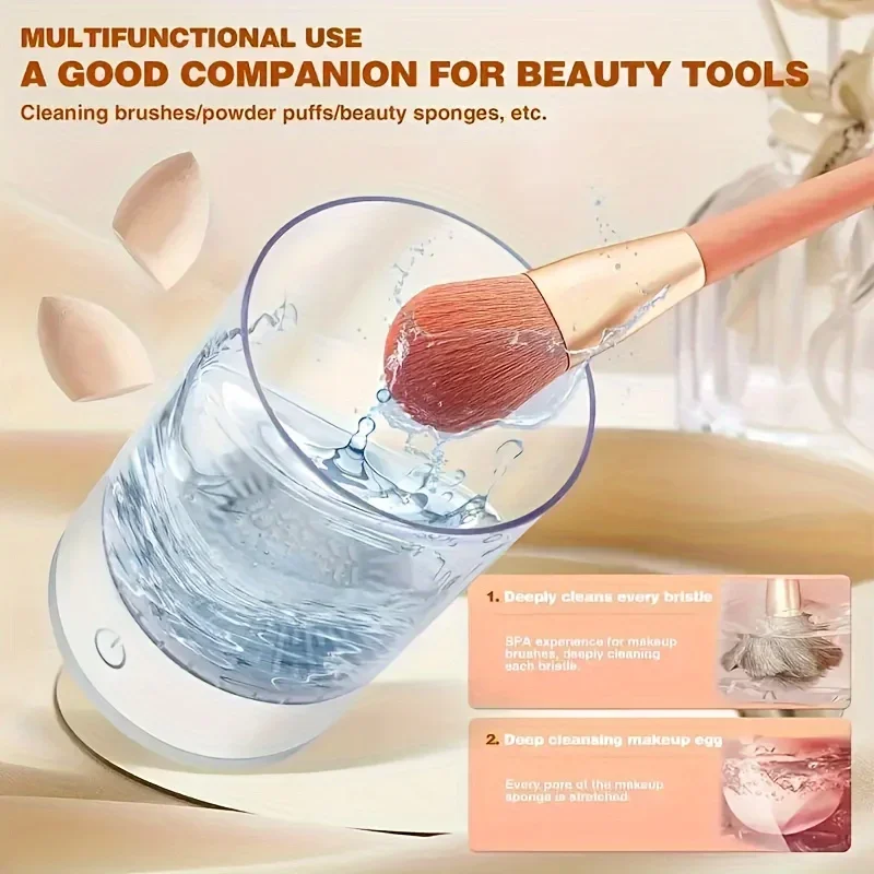 USB Powered Makeup Brush Cleaner, Odorless, Battery-Free, Essential Beauty Tool Accessory, Brush Washer and Dryer, Plug-and-Play