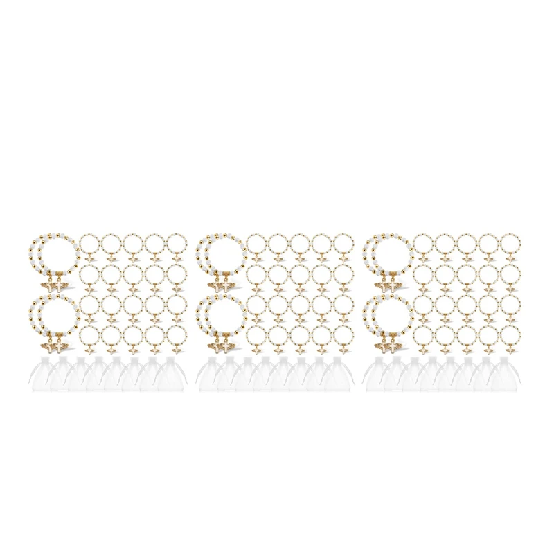 

HOT-90X Angel Wing Cross Bracelet Favor With Organza Bags Acrylic Baptism Favor For Boy And Girl Communion Birthday Wedding