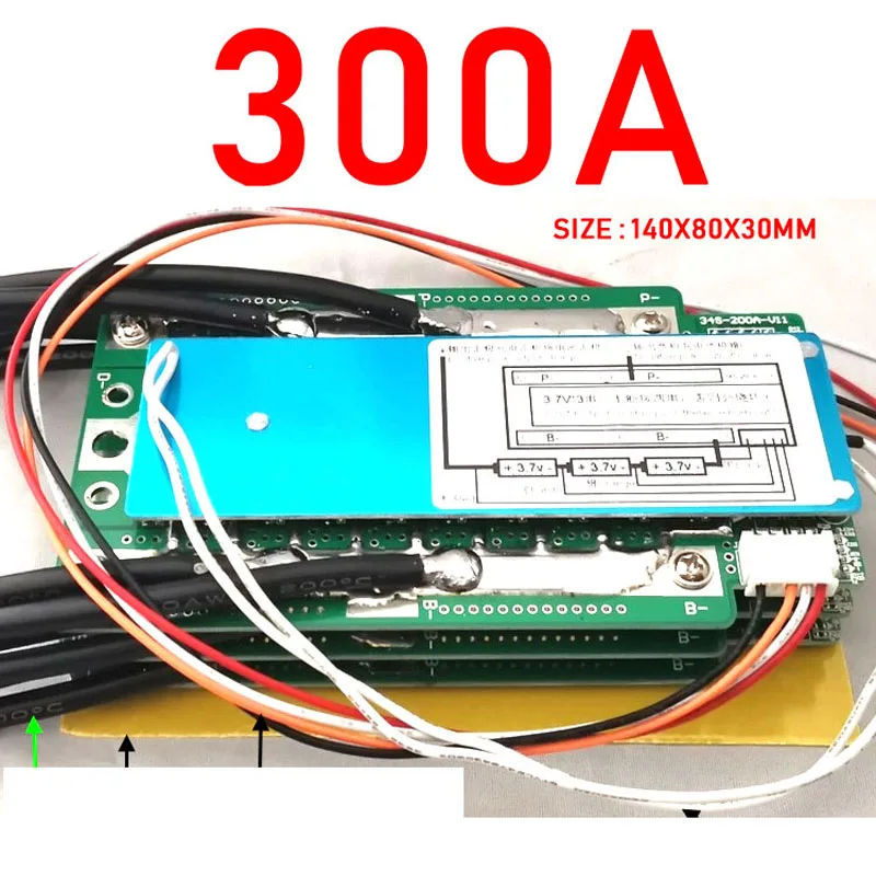 Placa de Proteção da Bateria do Lítio do Li-íon Corrente Alta do Equilíbrio Inversor do rv Começo do Carro Bms 100a 130a 200a 260a 300a 390a 12v 3s - Image 4