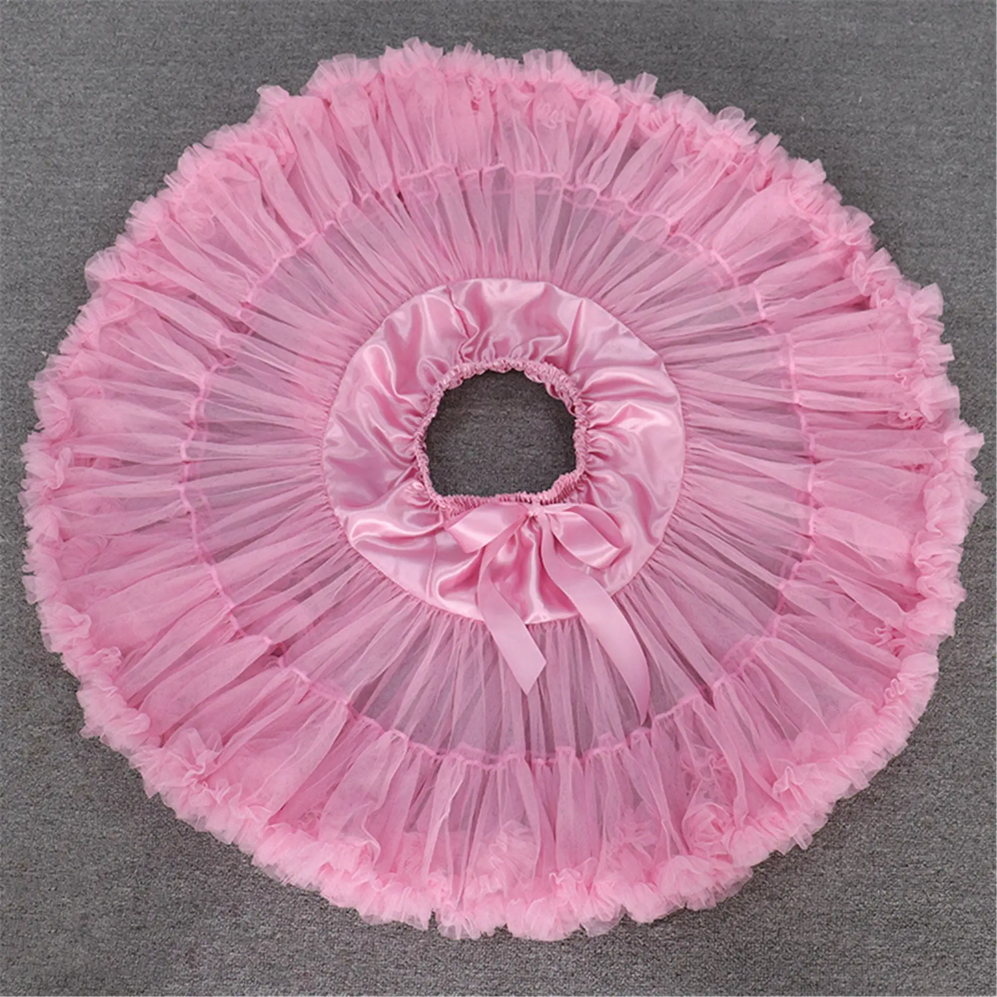 Pink Fluffy Wedding Lolita Tutu Short Underskirt Cosplay Party Dress Women Soft Peticoat