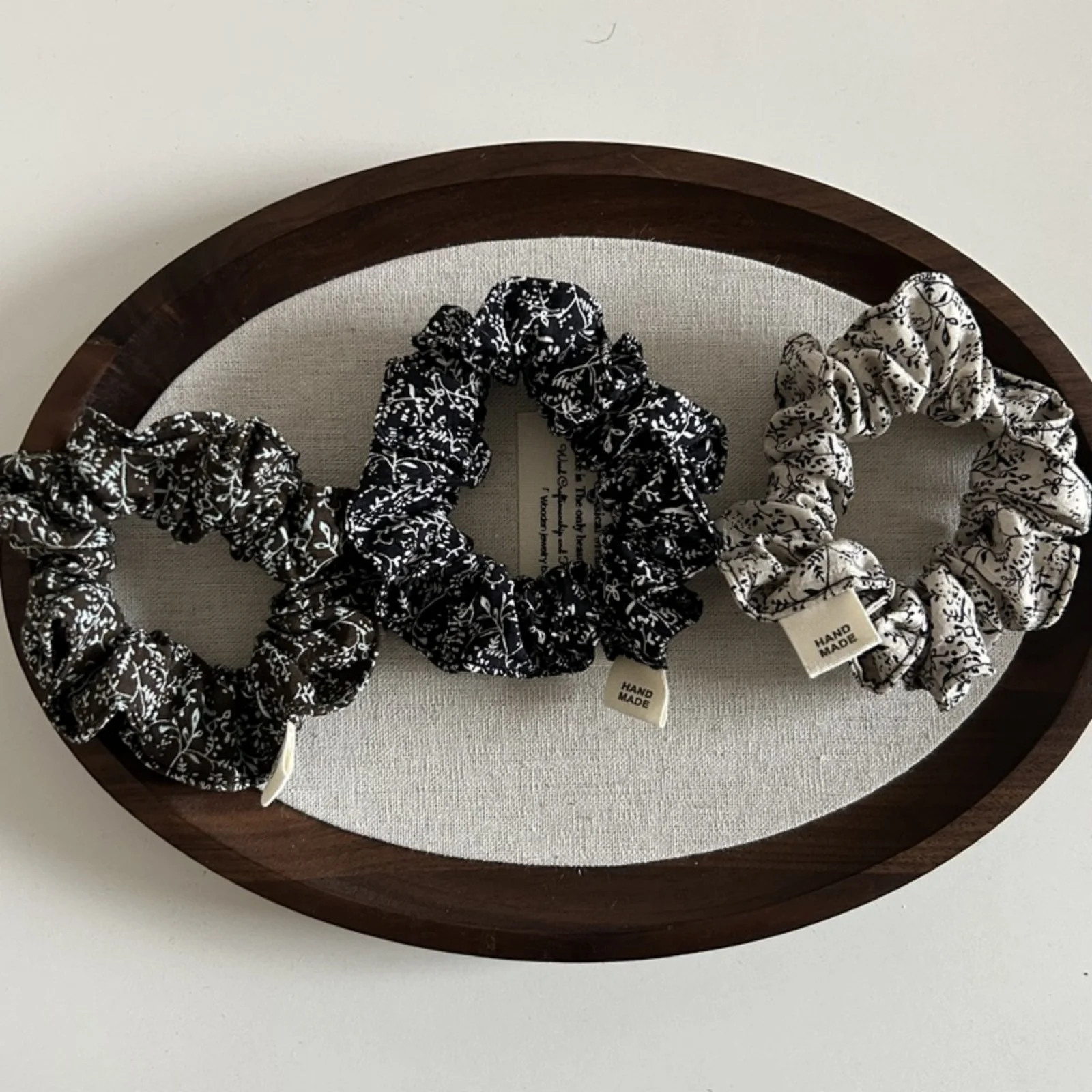 1PC Korean - Japanese Style Floral Print Hair Scrunchies Set, 3 - Piece Handmade Hair Ties, Elegant Hair Accessories for Women