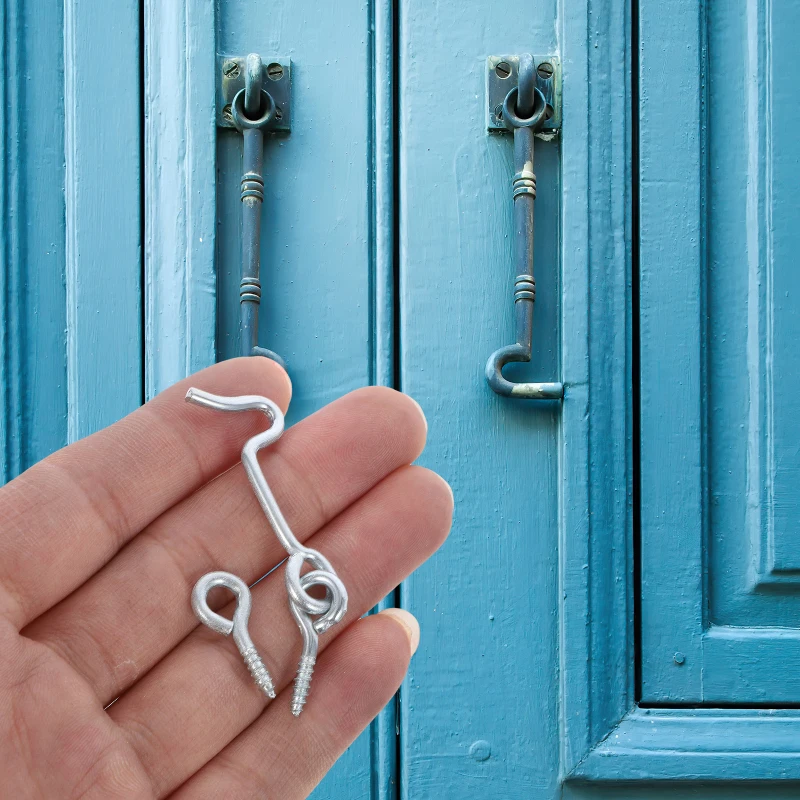 Description Picture 6 of item4 Sets Window Door Hook Safety Latches Cabin Eye Locks Barn Screen Swivel