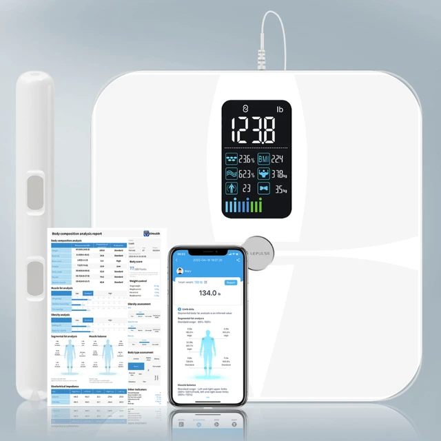 Lepulse Professional 8-Electrode Body Fat Scale With Exclusive Report