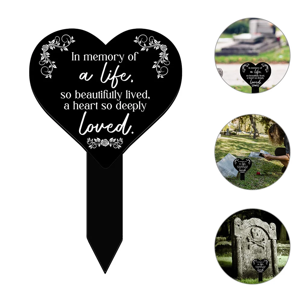 

Commemorative Plaque Pile Decor for Cemetery Grave Graveside Decorations Outdoors Sign Decorate Acrylic