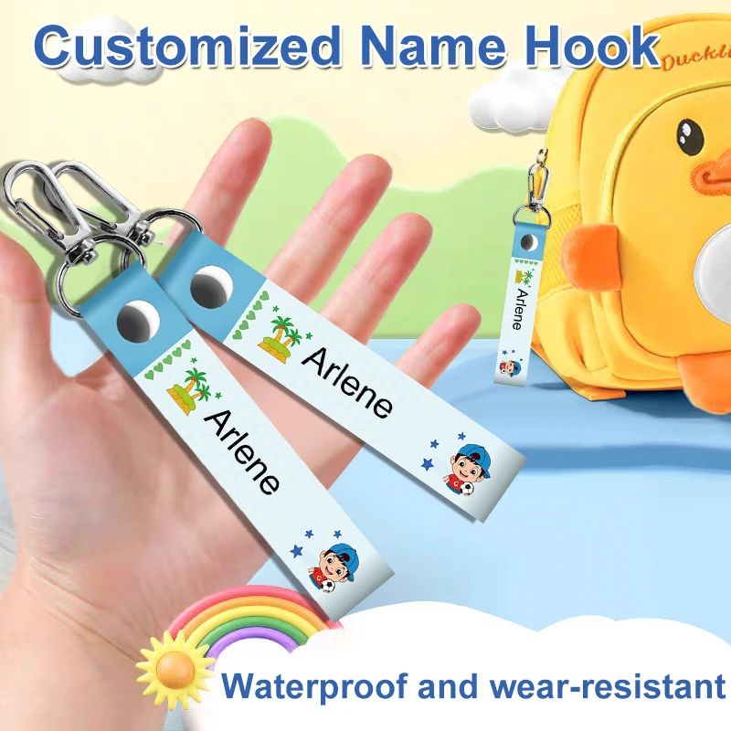 Personalized boy name lanyard name label hook children's ID card label daycare backpack water bottle name