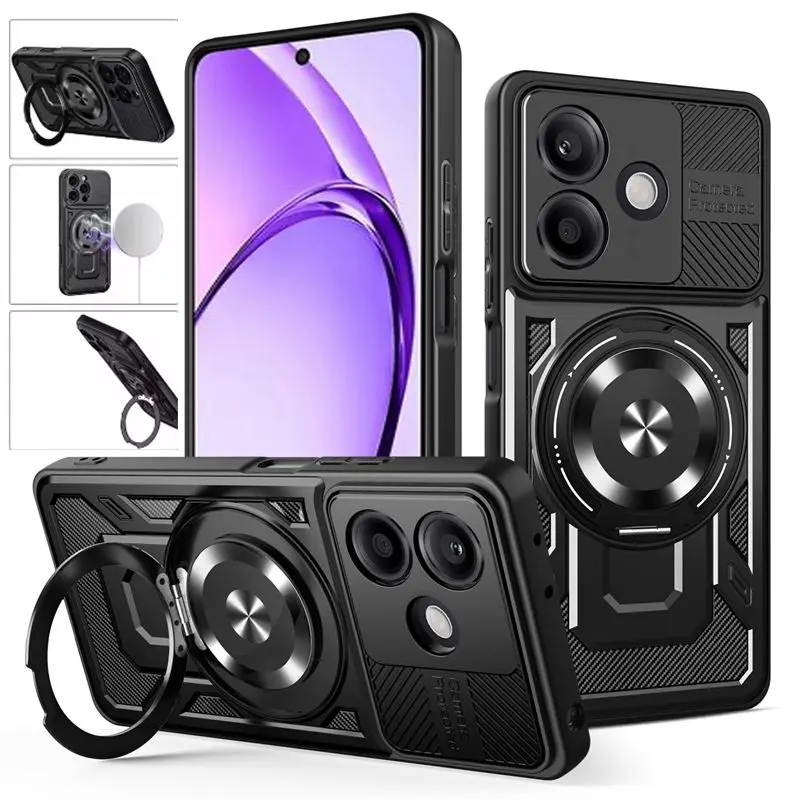 Shockproof Armor Magnetic Ring Stand Phone Case with Magsafe Wireless Charging Compatibility