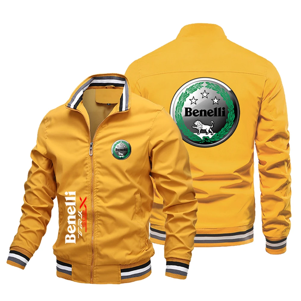 Fashion casual windproof men bomber brand Benelli logo  jacket oversize Harajuku outdoor riding jacket biker2024