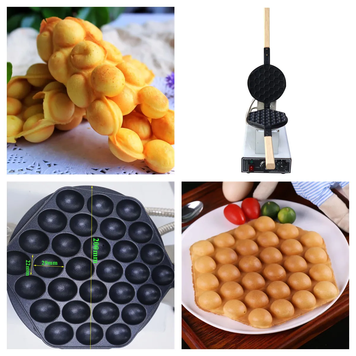 Commercial Stainless Steel Rotary Oval And Heart Shape Hong Kong Egg Bubble Waffle Maker Non-stick Snack Waffles Making Machine houselin waffle maker non stick cooking plates 5 waffles at once compact and easy to clean mini heart waffle maker