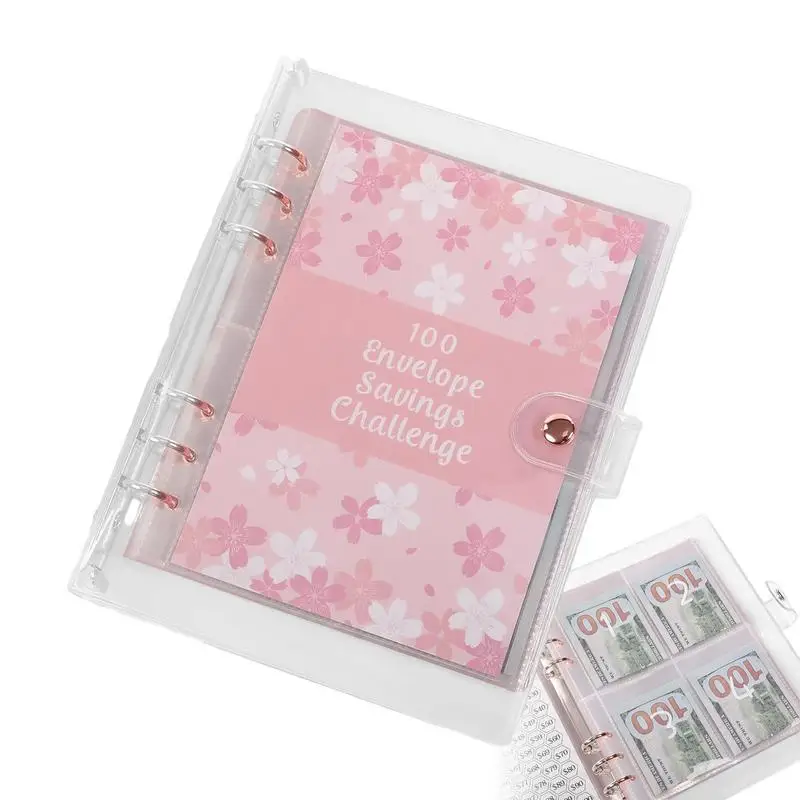 

Envelope Money Saving Binder 2024 Portable Cash Planner 100 Days Account Books With Zipper Sticker Pen For Personal Finances