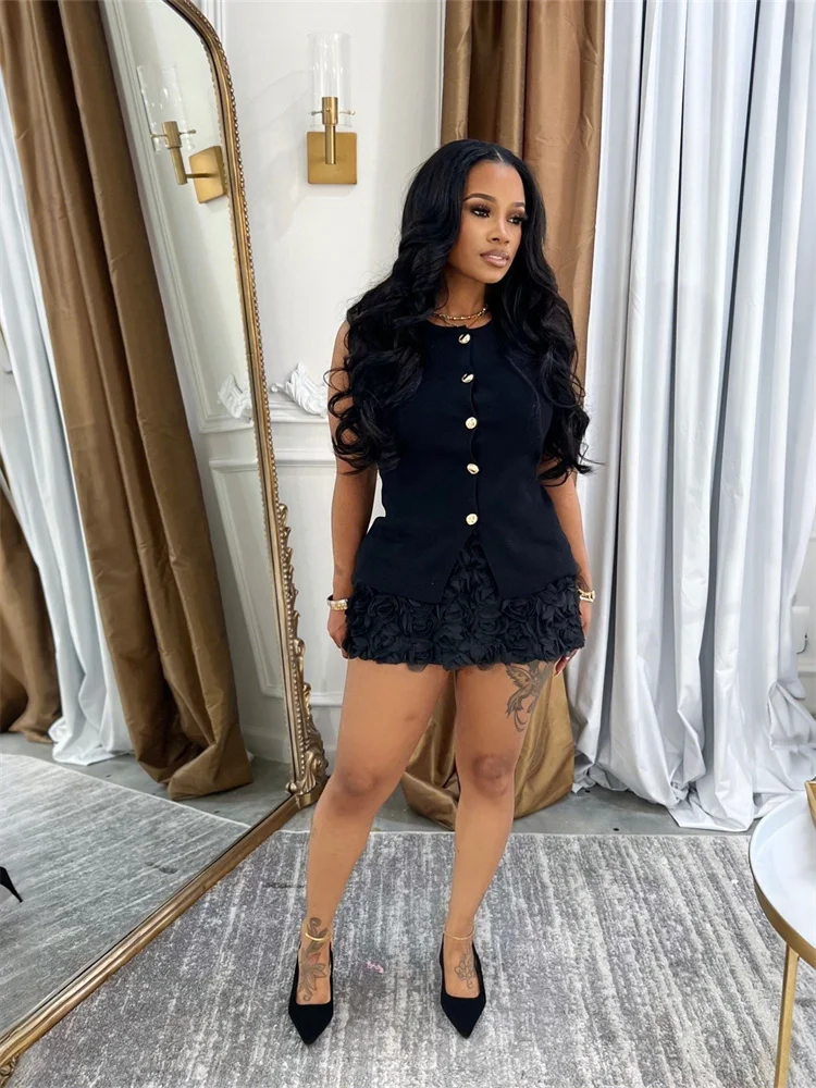 Wmstar Two Piece Outfits Wholesale Dress Sets Sleeveless Top Skirts Flower Body Wrap Matching Suit Dropshopping New in Summer