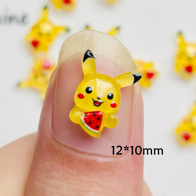 Resin Pikachu Ornament Jewelry Manicure Hairwear Accessories 50Pcs 10*12mm candy resin ornaments resin nail art crafts resin jewelry accessories cartoon animals nail art accessories cartoon animal nail art crafts resin embellishments