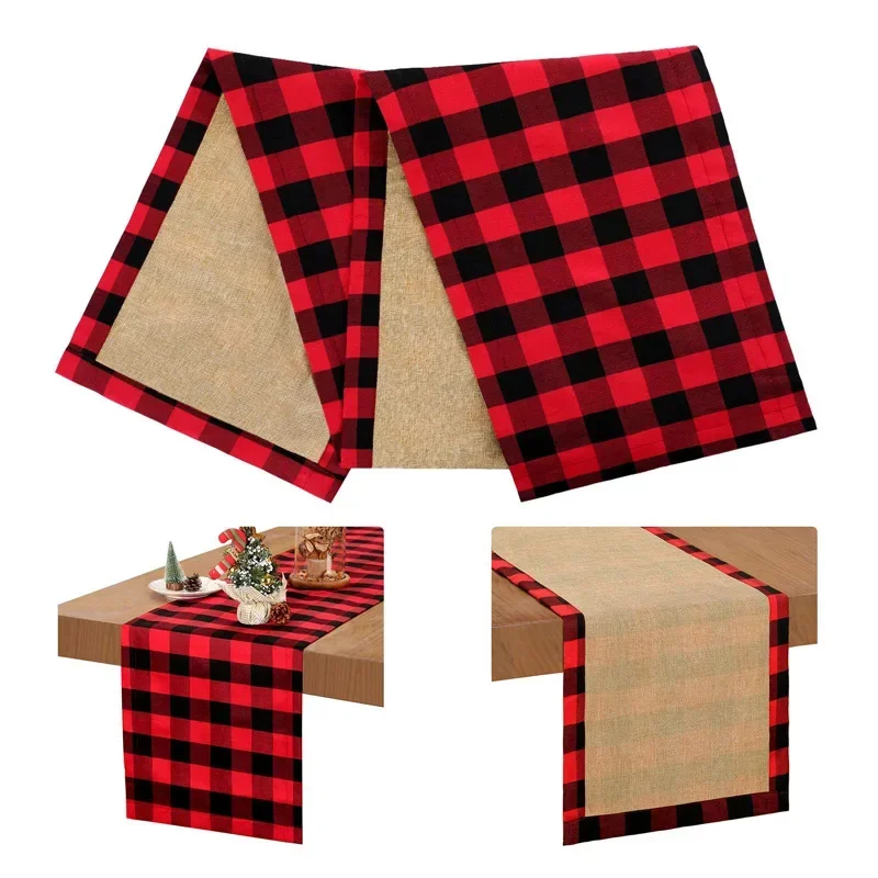 

Real Christmas Table Runner Burlap Plaid Reversible Buffalo Check Table Runners Holiday Birthday For Christmas Party Table