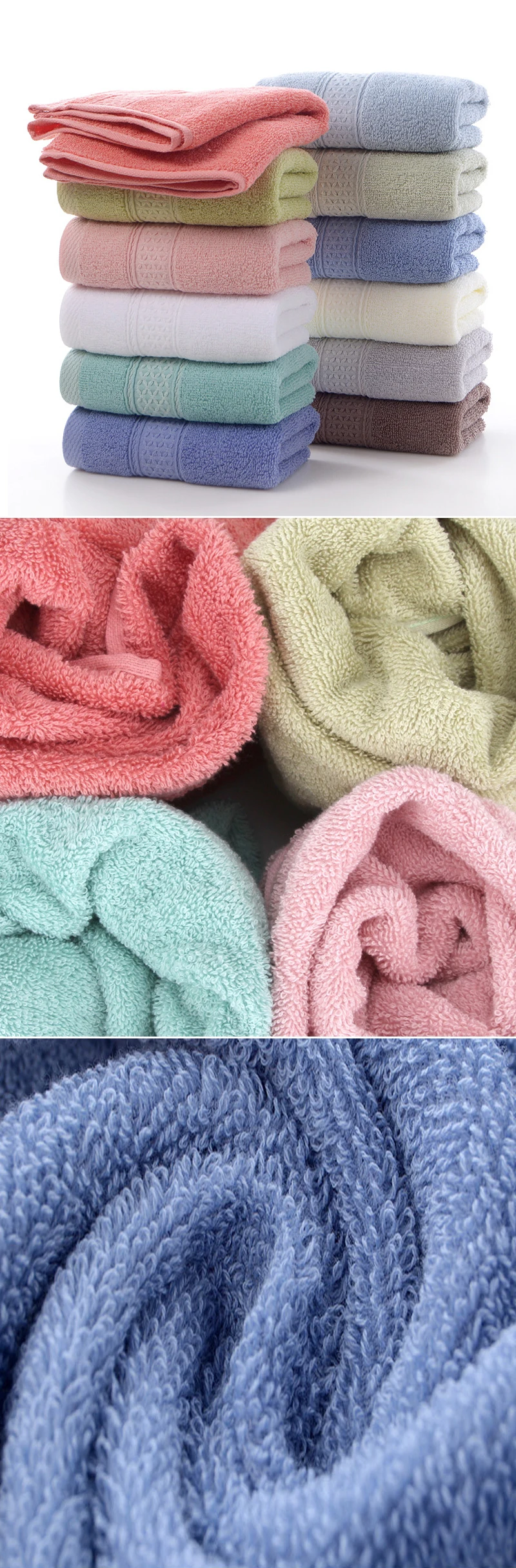 Description Picture 2 of itemPure cotton thickened household couple towel Not falling off soft absorbent adult large bath towel Daily face wash handkerchief