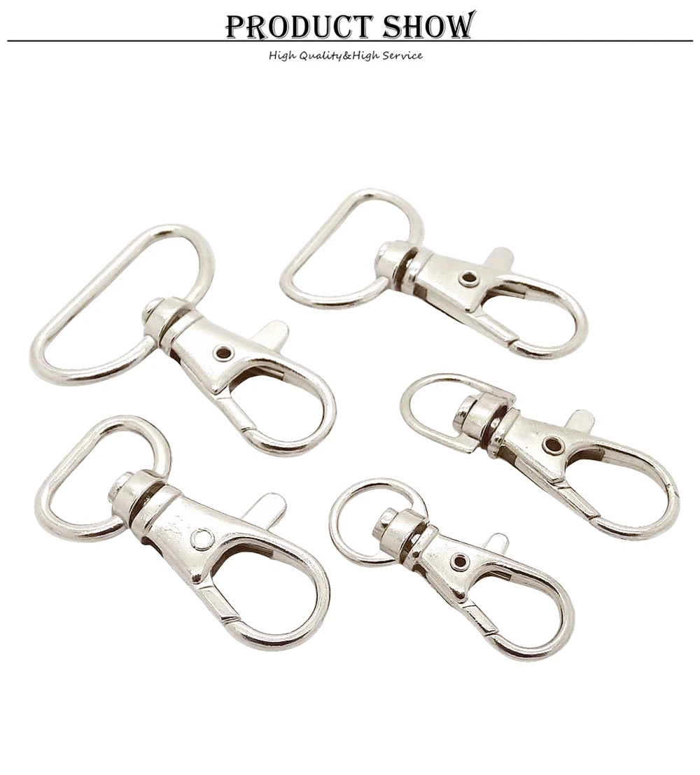 10 teile/paket Metall Karabiner haken Drehgelenk für Rucksack vernickelt Hummer Verschlüsse – Detail 2