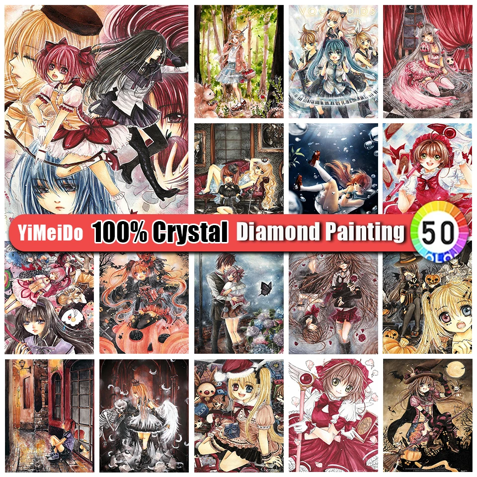 Yimedo Pintura Anime de diamantes redondos de dibujos animados para niña,  Cardcaptor de diamantes de cristal, Sakura, pareja, bordado de diamantes,  decoración de Navidad para el hogar, 100%| | - AliExpress