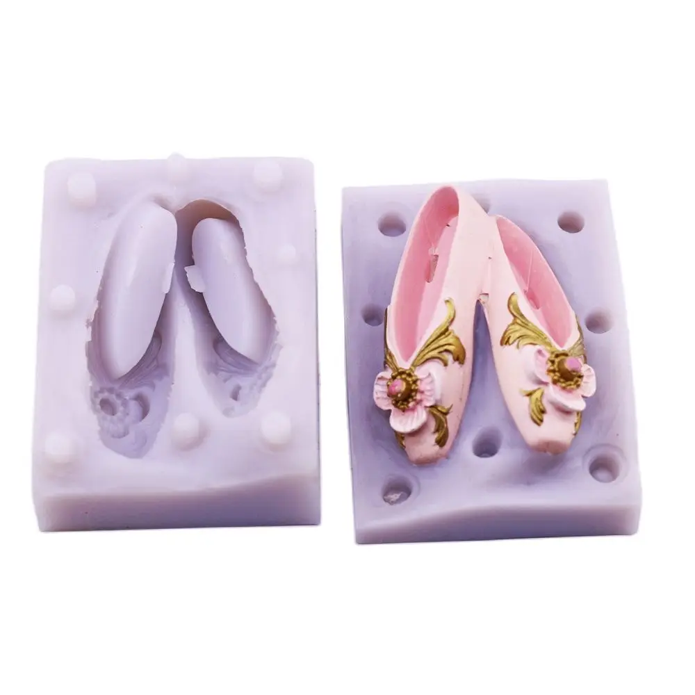 3D Ballet Shoes Silicone Fondant Mold Flower Shoes Cake Chocolate Bake Topper Decor Mould