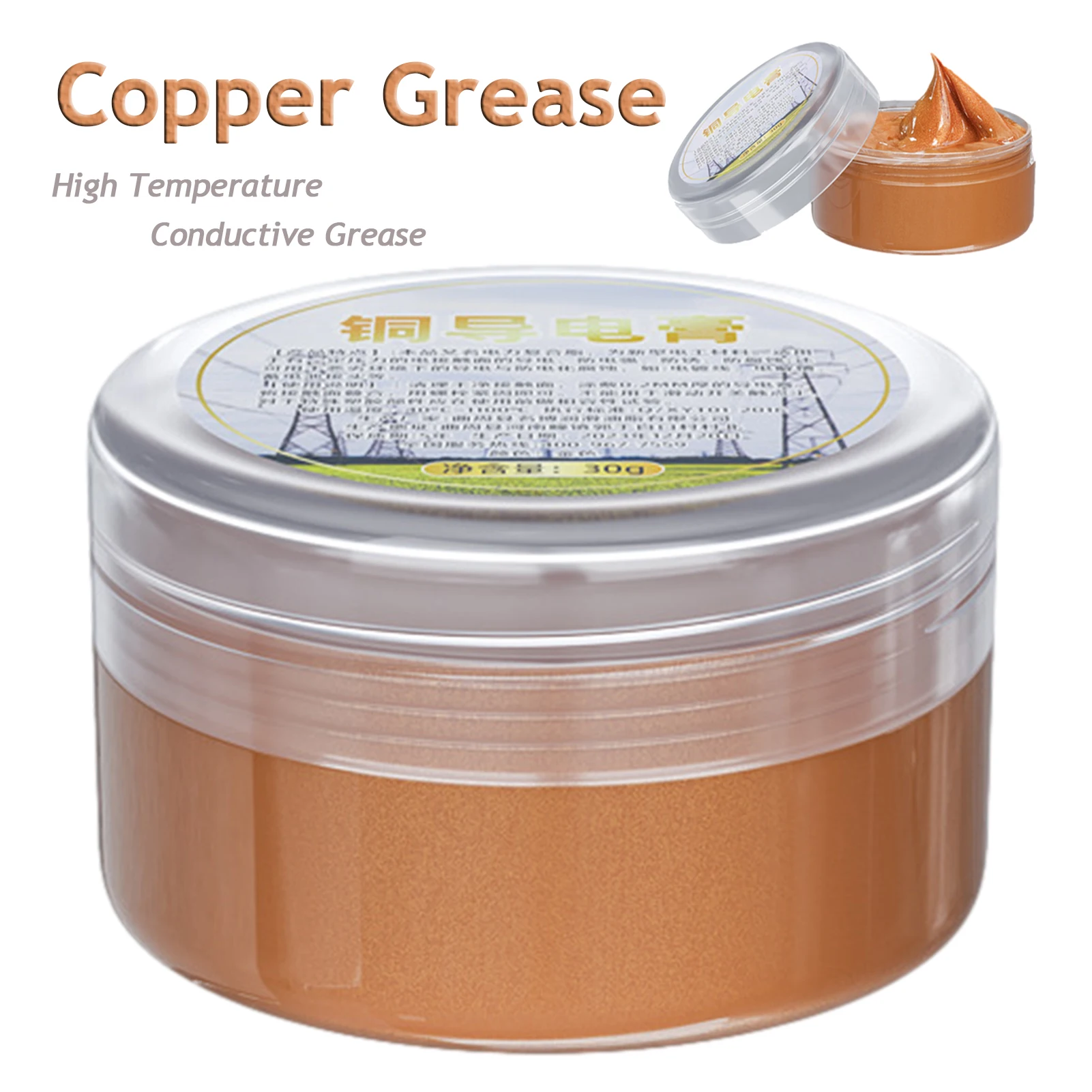 

Copper Grease High Temperature Electrical Contact Grease 30g Conductive Paste Strong Adhesion Multipurpose Compound Paste