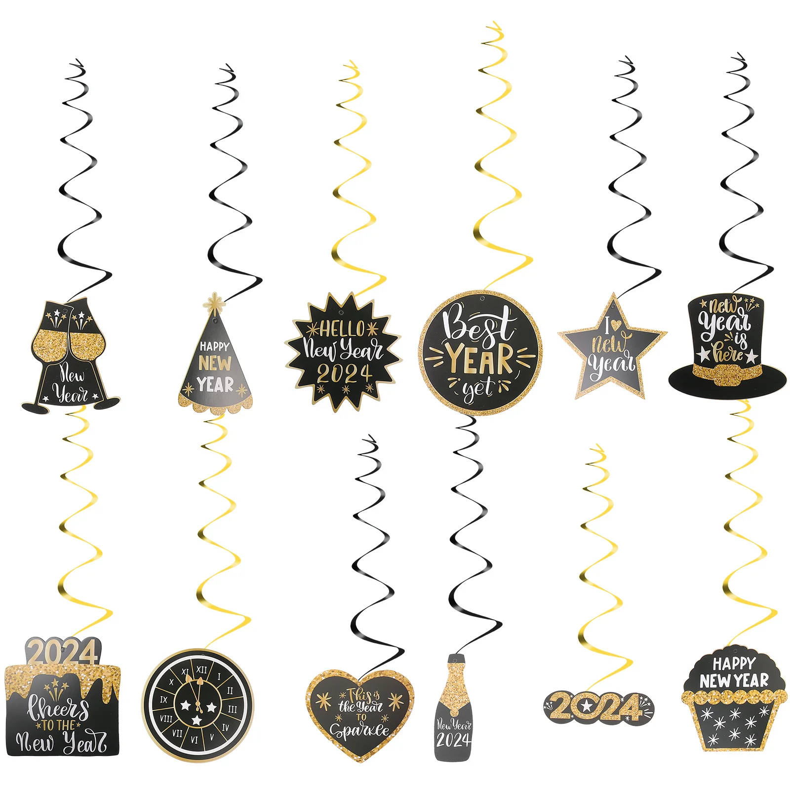 

12Pcs New Year Hanging Swirl Decoration Swirls Ceiling Decorations New Years Eve Party Favor