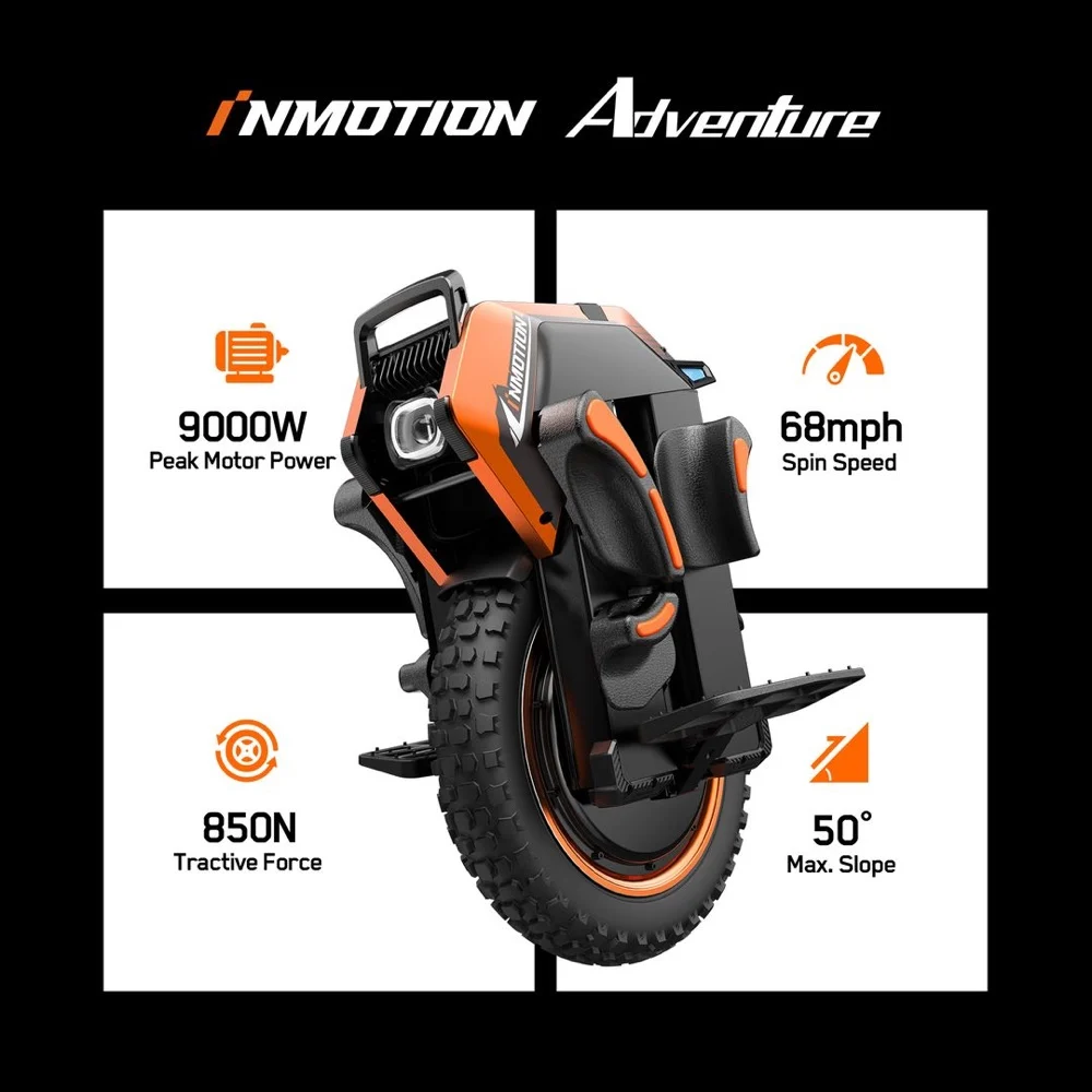 INMOTION Adventure V14 Electric Unicycle 134V 2400Wh Battery 4000W High-Torque Motor C40 INMOTION V14 Suspension