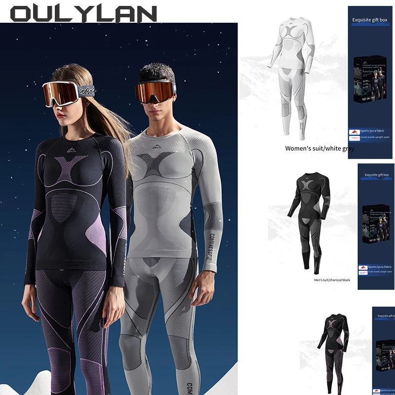 Thermal Underwear Set Men Women Ski Thermal Underwear Sets Sports Quick Dry Tracksuit Fitness Workout Exercise Tight Shirts Jackets Sport Suit