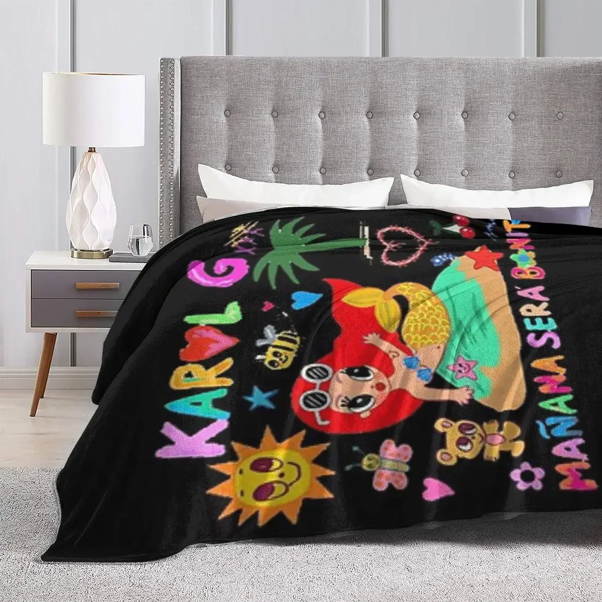 Manana Sera Bonito Karol G Blankets Soft Warm Flannel Throw Blanket Bedspread for Bed Living room Picnic Travel Home Couch 4