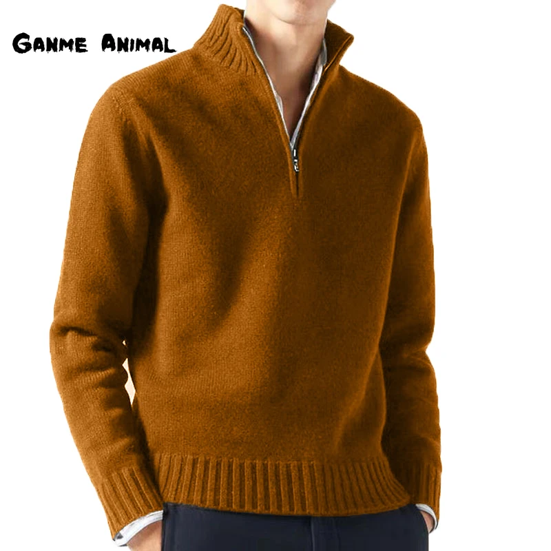 New Autum/Winter Men Turtlenecks Half Zipper Sweaters Knitwear Pullovers Solid Color Long Sleeved Male Casual Warm Tops