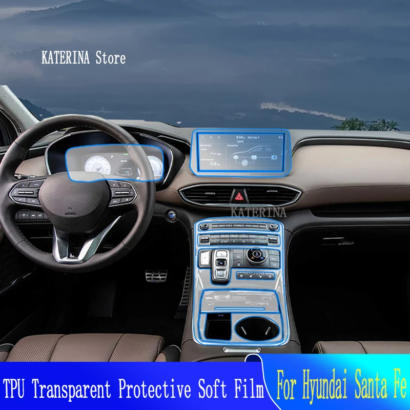 

Для Hyundai Santa Fe(2020-2023), защита от царапин, интерьер автомобиля, центральная консоль, навигация, прозрачная фотография