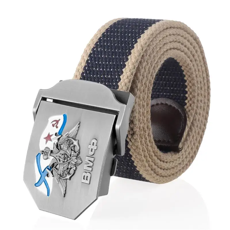 SupSindy Männer Frauen Canvas Gürtel 3D Russische Marine Metallschnalle Jeans Bund UdSSR ВМФ Militärsoldaten Taktische Gürtel Männlicher Riemen – Detail 16