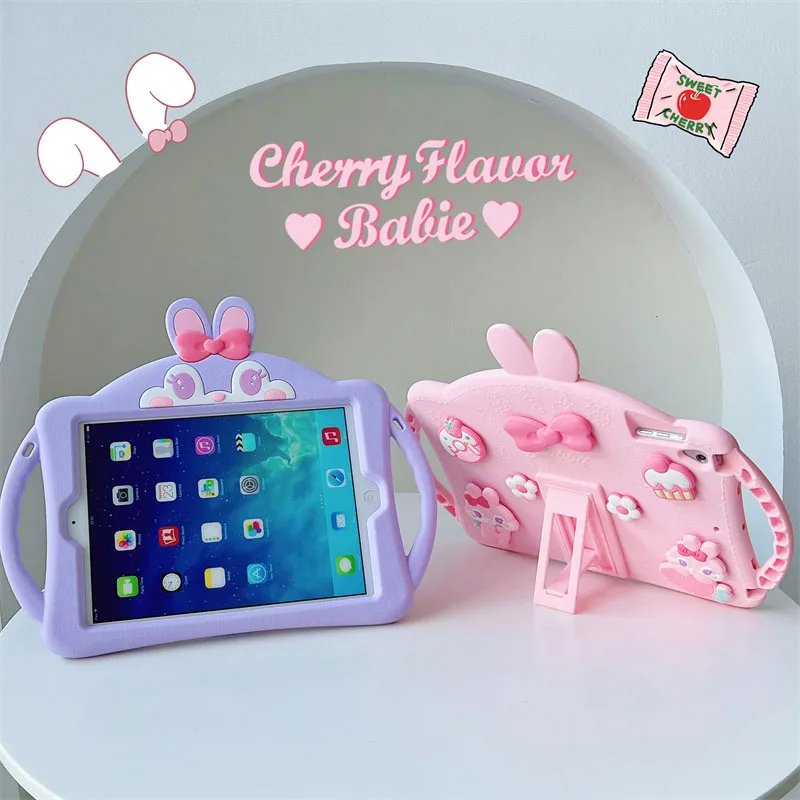 

Cartoon Case for IPad 5th 6th 9.7 2017 2018 / 7th 8th Gen 10.2 Inch Kids Cover for IPad Air 10.5 Mini 3 4 5 Silicon Case + Strap