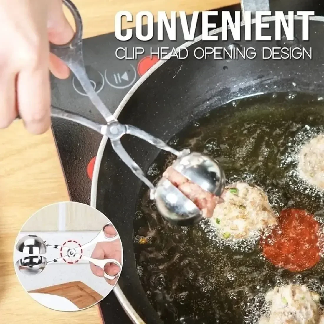 Meat Ball Maker Tool Stainless Steel Clip Round Rice Ball Shaper Spoon Meatball Making Mold Non Stick Stuffed Kitchen Gadget meat ball maker