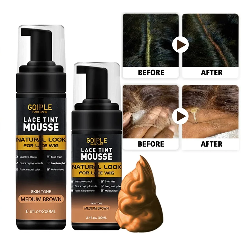 GOIPLE – Mousse teintée en dentelle, ton de peau instantané, mousse à séchage rapide pour perruque Lace Front, imperméable, fondue rapidement, légère