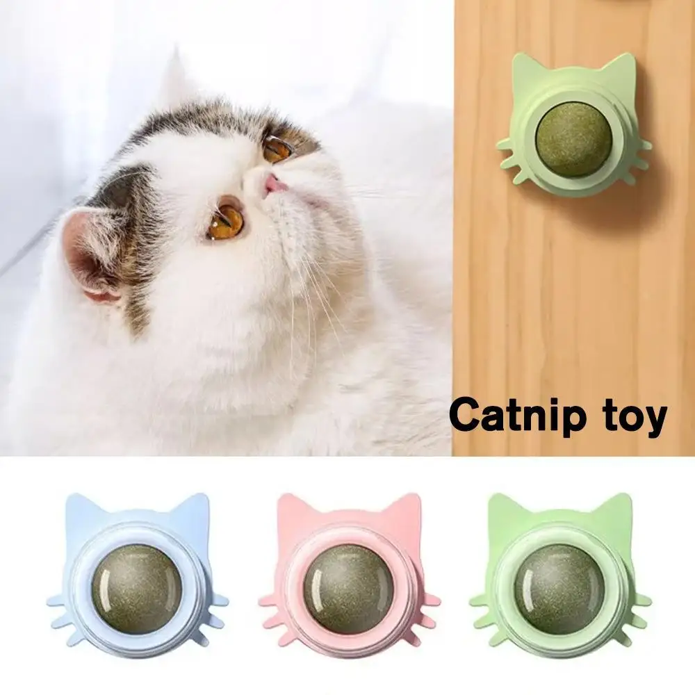 

Catnip Toy Rotatable Catnip Ball Wall Ball Toys Licking Playing Toy Healthy Nutrition Ball With Cover Anti Moisturing Cat Toy