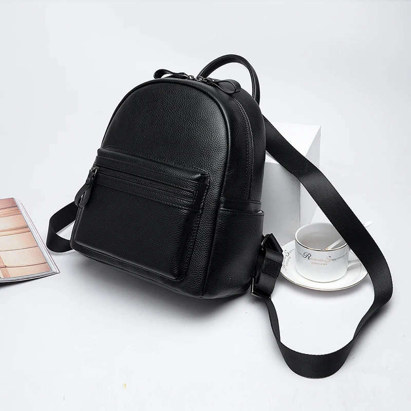 Fashion Female Travel Back Pack 100% Genuine Leather Women's Backpacks Luxury Solid Color Cow Leather Women Backpack School Bags 5