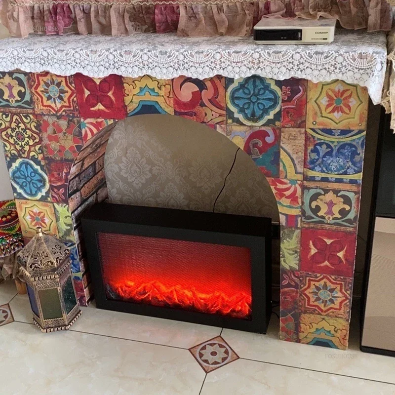 Simulated Fireplaces Home Living Room TV Cabinet Fireplace Flame Lamp Fake Firewood Flame Desktop Decoration Ambient Light
